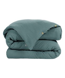 Housse de couette Double Gaze Coton Collection Gaia - Bleu canard