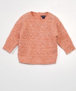 Pull en maille ajourée - Orange terracotta