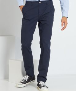 Pantalon chino en coton stretch - bleu marine