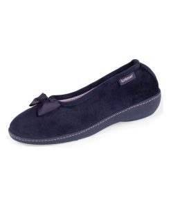 Chaussons Ballerines Talon Femme Marine Nœud - Bleu marine