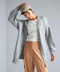 Gilet mi long en maille - Gris