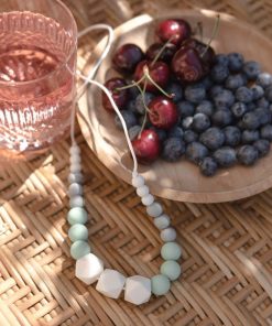 Collier d'allaitement Marie Mint - Blanc Vert Gris