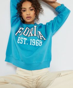 Sweat oversize en molleton - Bleu