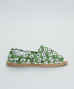 Espadrilles motif fleurs - Vert