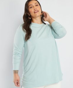 T-shirt rallongé manches longues - Bleu