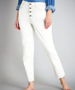 Jean mom à taille très haute - L28 - Blanc