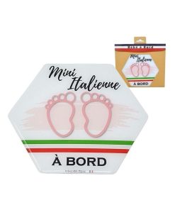 Adhésif / Autocollant bébé à bord - Italien(ne) à bord - Rose - Rose