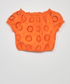 Blouse avec broderie anglaise - Orange
