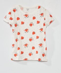 T-shirt imprimé à col rond - Blanc