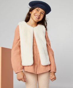 Gilet sans manches en fausse fourrure - Blanc