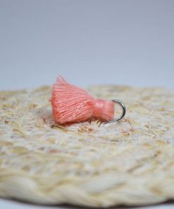 Gros Pendentif Pompon Coton Anneau acier inox - Bola grossesse DIY - - Orange corail