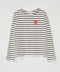 T-shirt à 'rayures' à manches courtes - Noir/blanc