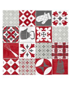 Nappe Toile cirée au mètre Credence rouge - Blanc Rouge