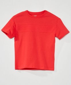 T-shirt en maille jersey avec côtes - rouge