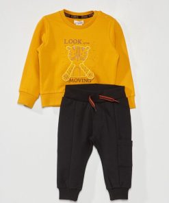 Ensemble sweat + pantalon - 2 pièces - Jaune/noir