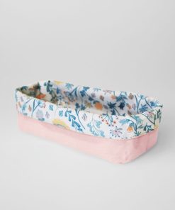 Panier réversible en tissu - Rose/blanc