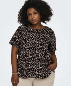 Blouse fluide 'Only Carmakoma' - Noir/beige