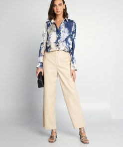 Blouse fluide à manches longues - Bleu