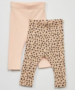 Lot de 2 leggings stretch - 2 pièces - Beige/rose