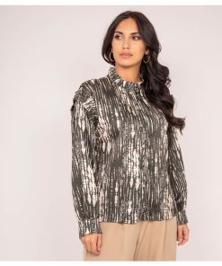 Chemise motifs satin OBONE - Kaki
