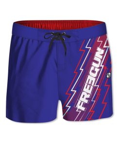 Boardshort court garçon ceinture demi-élastiquée Eclair Freegun - Bleu