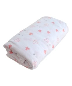 Drap housse rose Lapinou (70 x 140 cm) - Rose