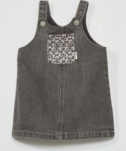 Robe salopette en denim 'Minnie' - Gris
