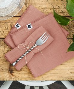 3 Serviettes de table Gaia - Rose foncé