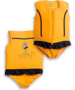 Maillot de Bain Sportif Enfant avec Flotteurs - Accessoire de Natation Fille - Jaune