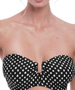 Haut de maillot de bain bandeau à pois Santa Monica - Noir