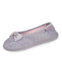 Chaussons Ballerines Femme Gris Nœud bijoux - Gris