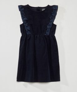 Robe en velours sans manches - Bleu