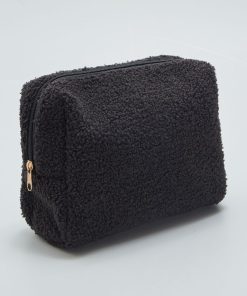 Trousse de toilette en sherpa - Noir
