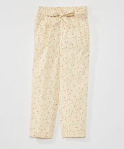 Pantalon imprimé droit centuré - Blanc