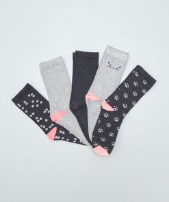 Lot de 5 paires de chaussettes fantaisies - noir/gris/rose