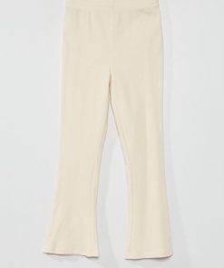 Pantalon bootcut en maille côtelée - Blanc