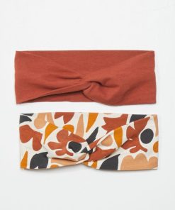 Lot de 2 bandeaux cheveux imprimés - Terracotta/beige