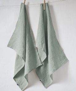 Lot de 2 torchon essuie-vaisselle lin Collection Soline - Vert clair