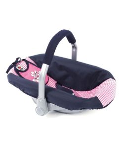 Siège de voiture de poupées - Marine et rose avec motif Vichy - N/A