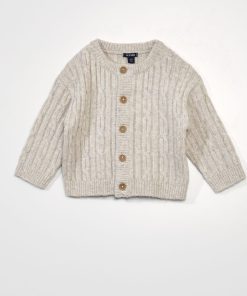 Gilet en maille tricot boutonné - Beige