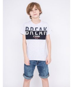 T-shirt col rond pur coton motifs relief NOLIBERT-J - Gris