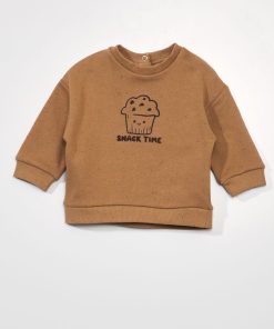 Sweat oversize en molleton léger - Marron clair