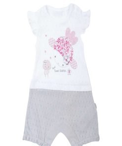 Combishort Bébé En Coton Jacquard Biologique, Doris - Blanc