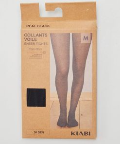 Collants en voile avec motif 'pois' - noir
