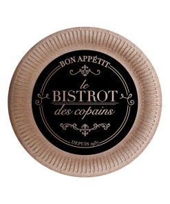 Set de 10 assiettes en kraft 18 cm Bistrot parisien - Marron