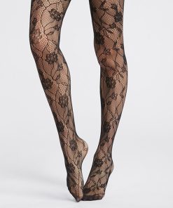 Collants 'fleurs' 'DIM' - noir