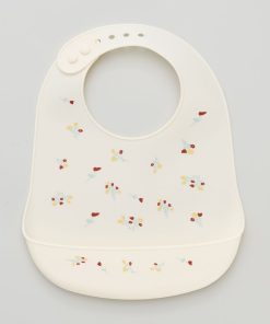 Bavoir en silicone - blanc fleurs