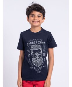 T-shirt manches courtes col rond pur coton NOCIRYL-J - Bleu marine