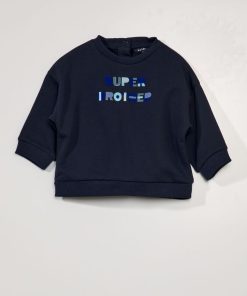 Sweat en molleton avec imprimé - Bleu