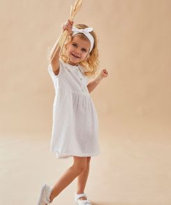 Set cérémonie robe + bloomer + bandeau, - Blanc